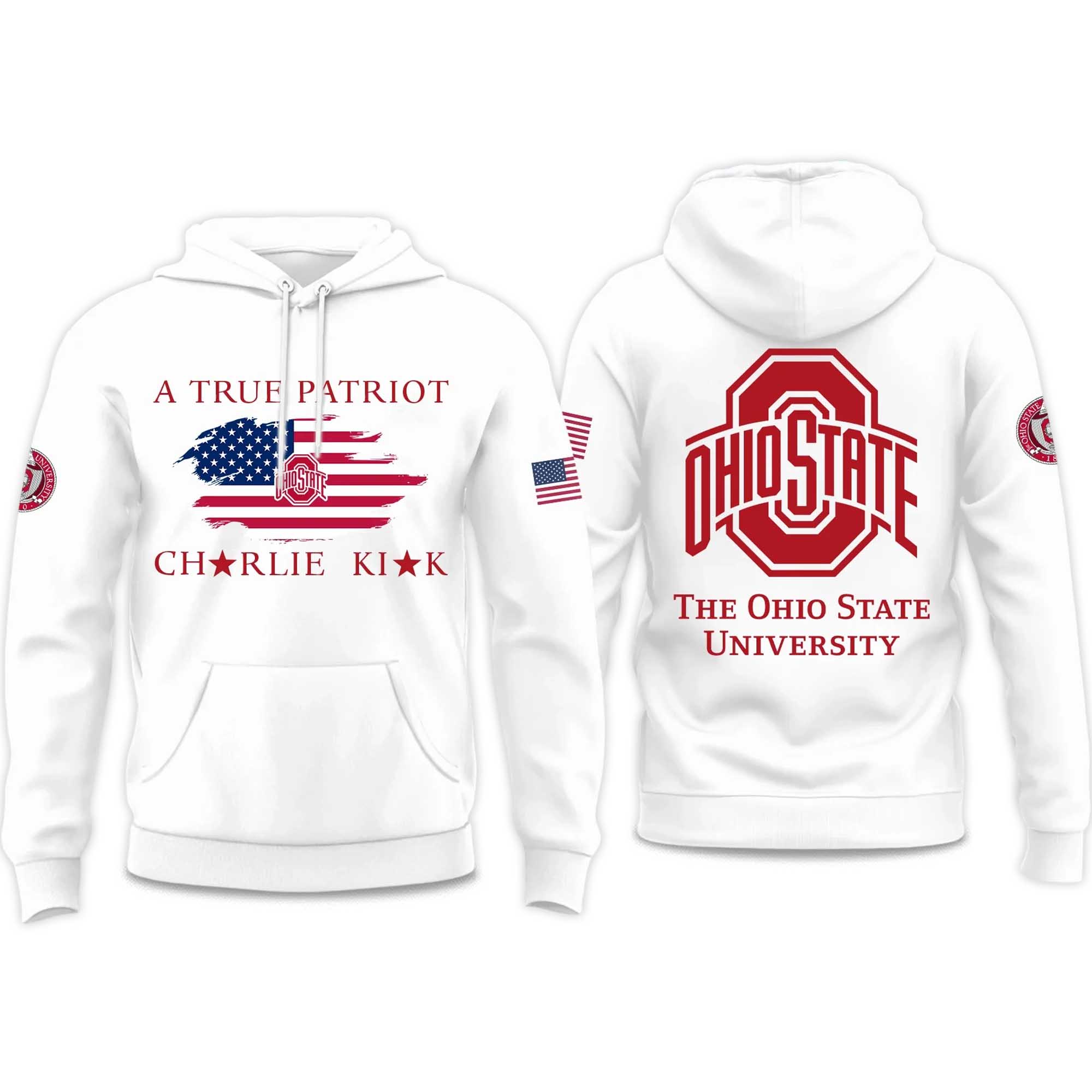 The Ohio State University A True Patriot Charlie Kirk 2025 Hoodie The Ohio State University A True Patriot Charlie Kirk 2025 Hoodie