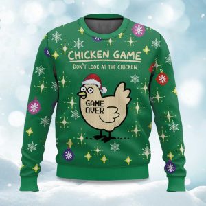 2025 Chicken Game Dont Look At The Chicken Ugly Christmas Sweater 1