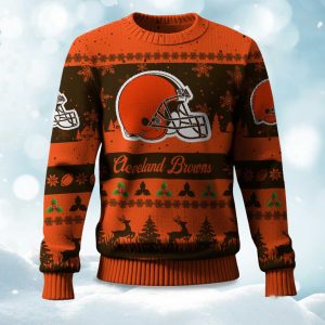 2025 Christmas Browns Festive Reindeer Tree Ugly Sweater 1