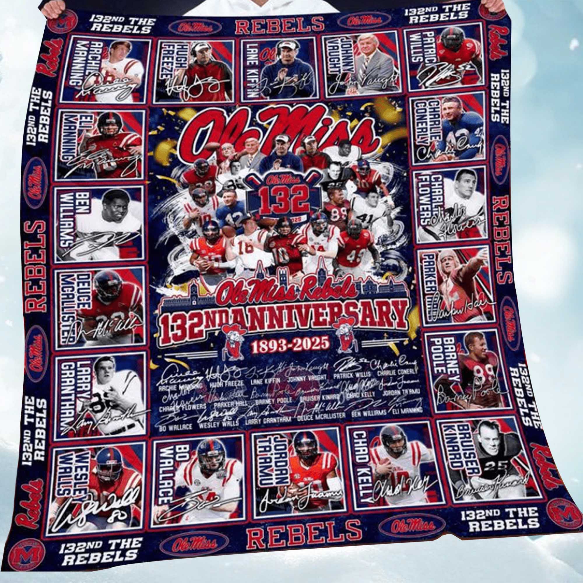 Ole Miss Rebels 132Th Anniversary 1893-2025 Fleece Blanket Ole Miss Rebels 132Th Anniversary 1893-2025 Fleece Blanket