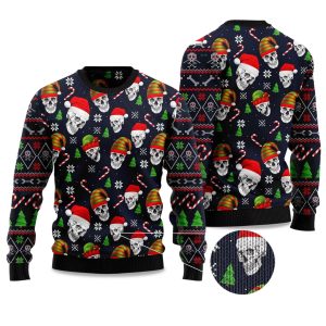2025 Skull Face Ugly Christmas Sweater 1