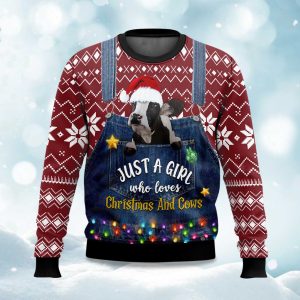 Just A Girl Who Loves Christmas And Cows Ugly Christmas Sweater