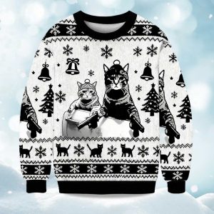 2025 Funny Cat Gang Christmas Ugly Sweater 1