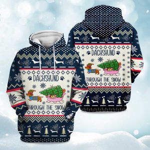 Dachshund Through The Snow Christmas Hoodie (1)