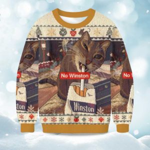 2025 No Winston Cat Meme Christmas Ugly Sweater 1