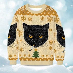2025 Smoking Cat Christmas Ugly Sweater 1