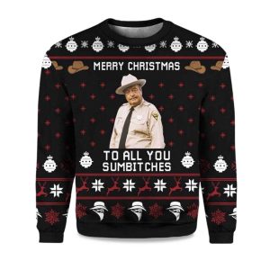 2025 Buford T Justice Merry Christmas To All You Sumbitches Ugly Christmas Sweater 1
