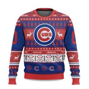 2025 Personalized Cubs Baseball 2025 Ugly Christmas Sweater 1