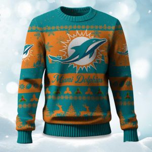 2025 Christmas Dolphins Festive Reindeer Tree Ugly Sweater 1