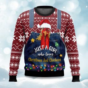 Just A Girl Who Loves Chickens Ugly Christmas Sweater 1