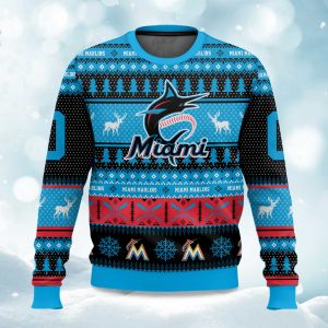 2025 Christmas Marlins Baseball Personalized Ugly Sweater 1