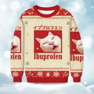 Ibuprofen Meme Cat Christmas Ugly Sweater 1