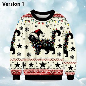 2025 Funny Cute Cat Christmas Ugly Sweater 1