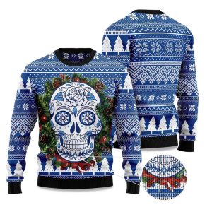 2025 Awesome Sugar Skull Ugly Christmas Sweater 1