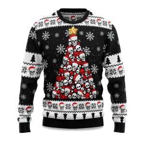 2025 Skull Pine Tree Ugly Christmas Sweater 1