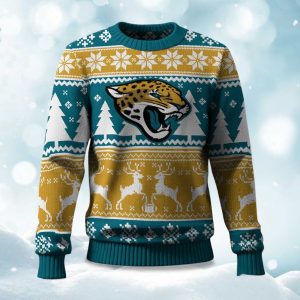 2025 Christmas Jaguars Reindeer Football Ugly Sweater