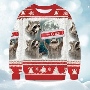 2025 Raccoons With Diet Coke Christmas Ugly Sweater 1