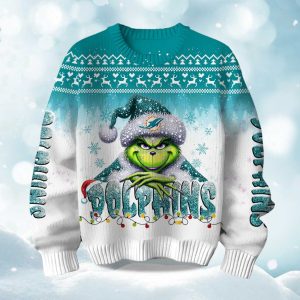 2025 Dolphins Grnch Season Christmas Ugly Sweater 1