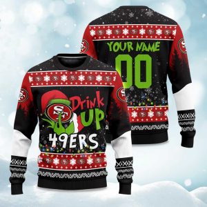 2025 49ers Drink Up Grnch Christmas Ugly Sweater 1
