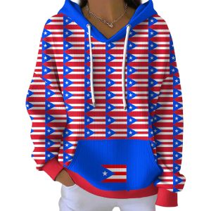 Puerto Rico Flag Printed Hoodie