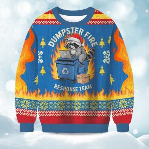 2025 Dumpster Fire Response Team Raccoon Christmas Ugly Sweater 1