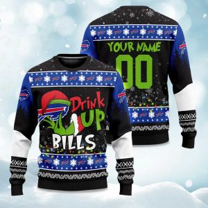 2025 Bills Drink Up Grnch Christmas Ugly Sweater 1