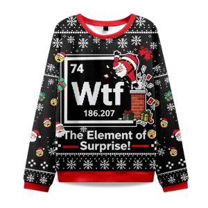 2025 Wtf The Element of Surprise Santa Christmas Ugly Sweater 1