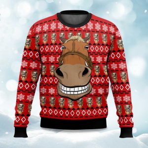 2025 Funny Horse Ugly Christmas Sweater 1