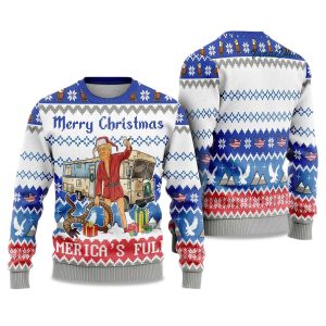 2025 Trump Merry Christmas Americas Full Ugly Christmas Sweater 1