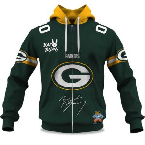 Personalized Packers Bad Bunny Bowl LX 2025 2026 Zipper Hoodie