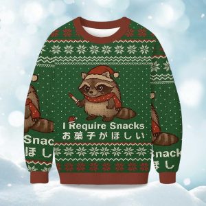 Christmas Raccoons Need Snacks Funny Ugly Sweater 1
