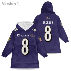 Lamar Jackson 8 Ravens Football Unisex Blanket Hoodie (1)