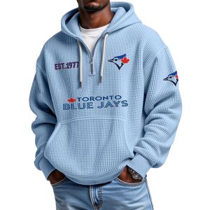 Blue Jays EST 1977 Waffle Quarter Zip Hoodie (1)