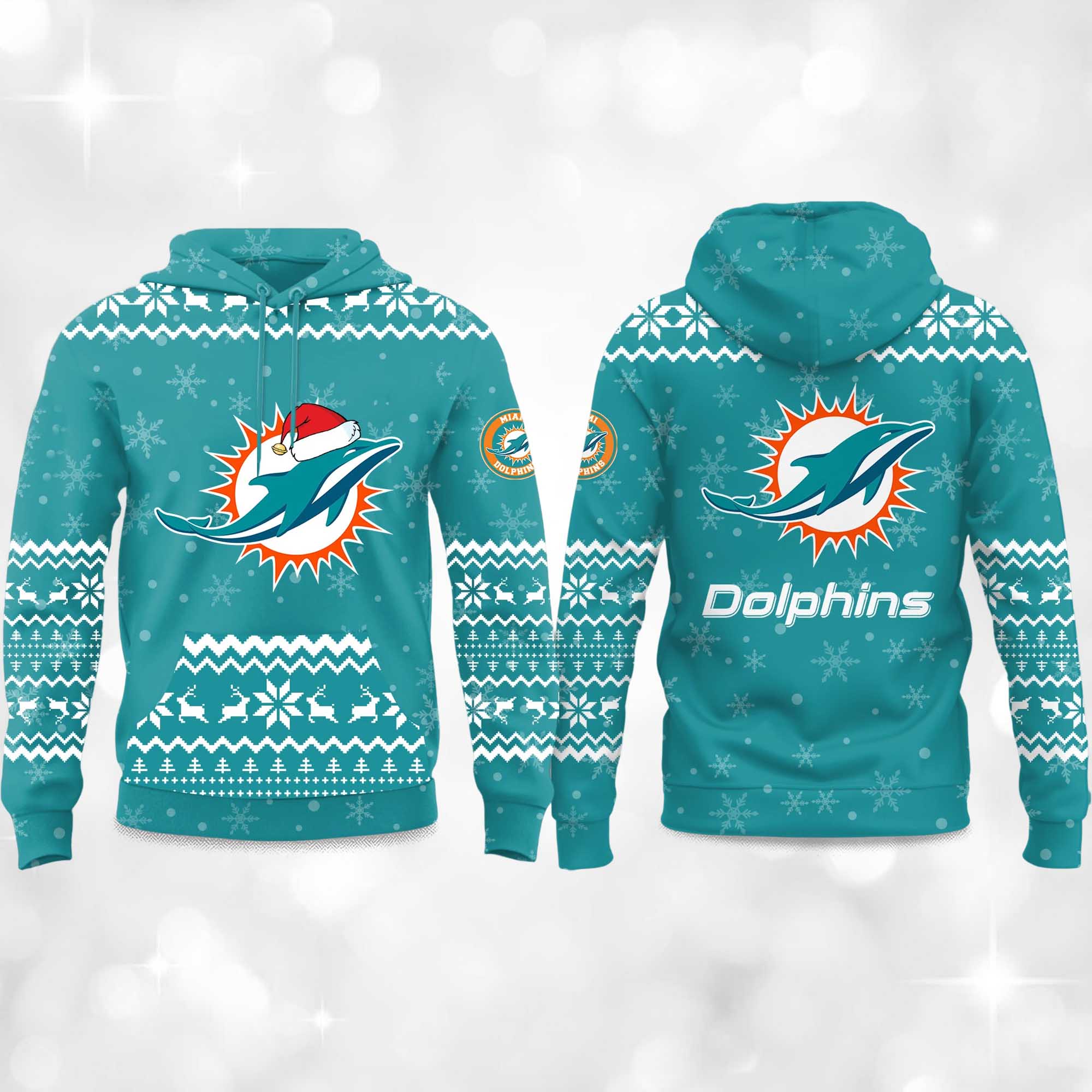 2025 Dolphins Reindeer football Christmas Hoodie 2025 Dolphins Reindeer football Christmas Hoodie