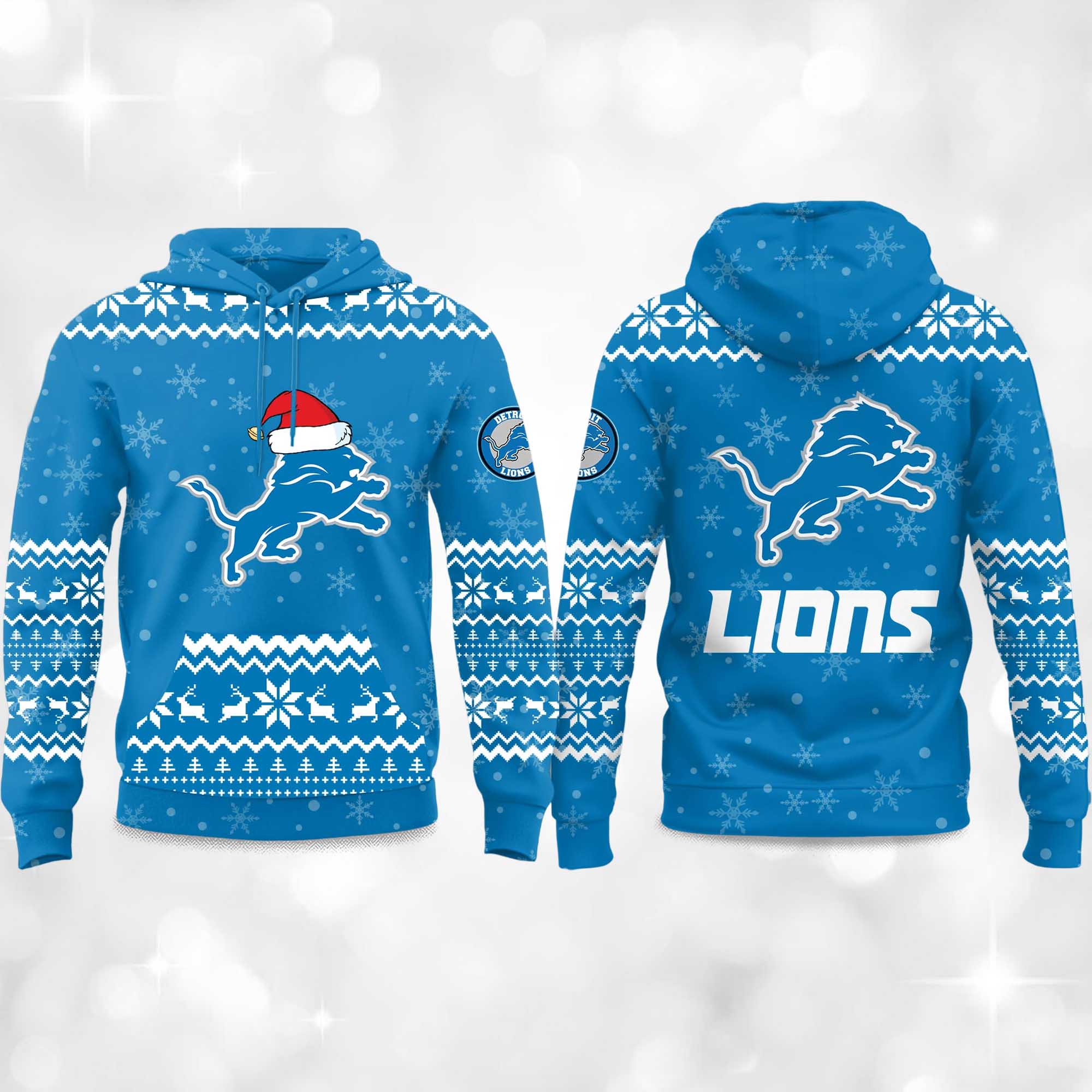 2025 Lions Reindeer football Christmas Hoodie 2025 Lions Reindeer football Christmas Hoodie