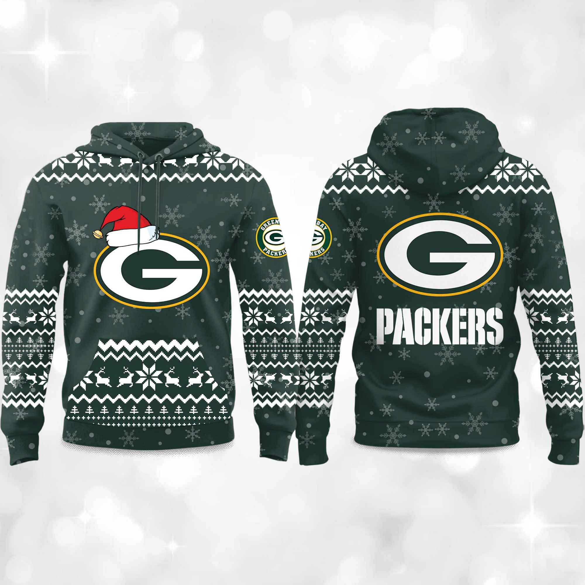 2025 Packers Reindeer football Christmas Hoodie 2025 Packers Reindeer football Christmas Hoodie
