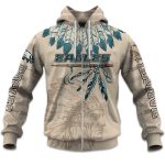 2025 Personalized Eagles Football Native American Heritage Zipper Hoodie