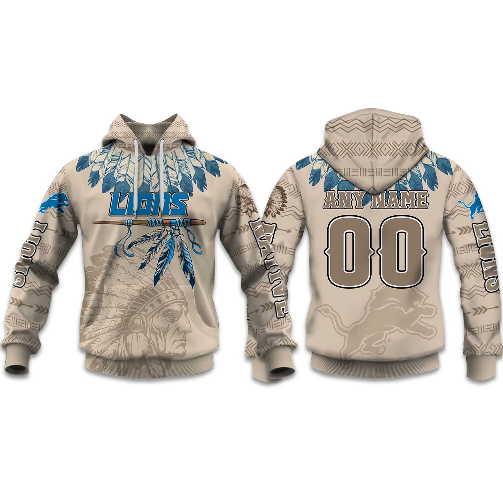 2025 Personalized Lions Football Native American Heritage Hoodie 2025 Personalized Lions Football Native American Heritage Hoodie