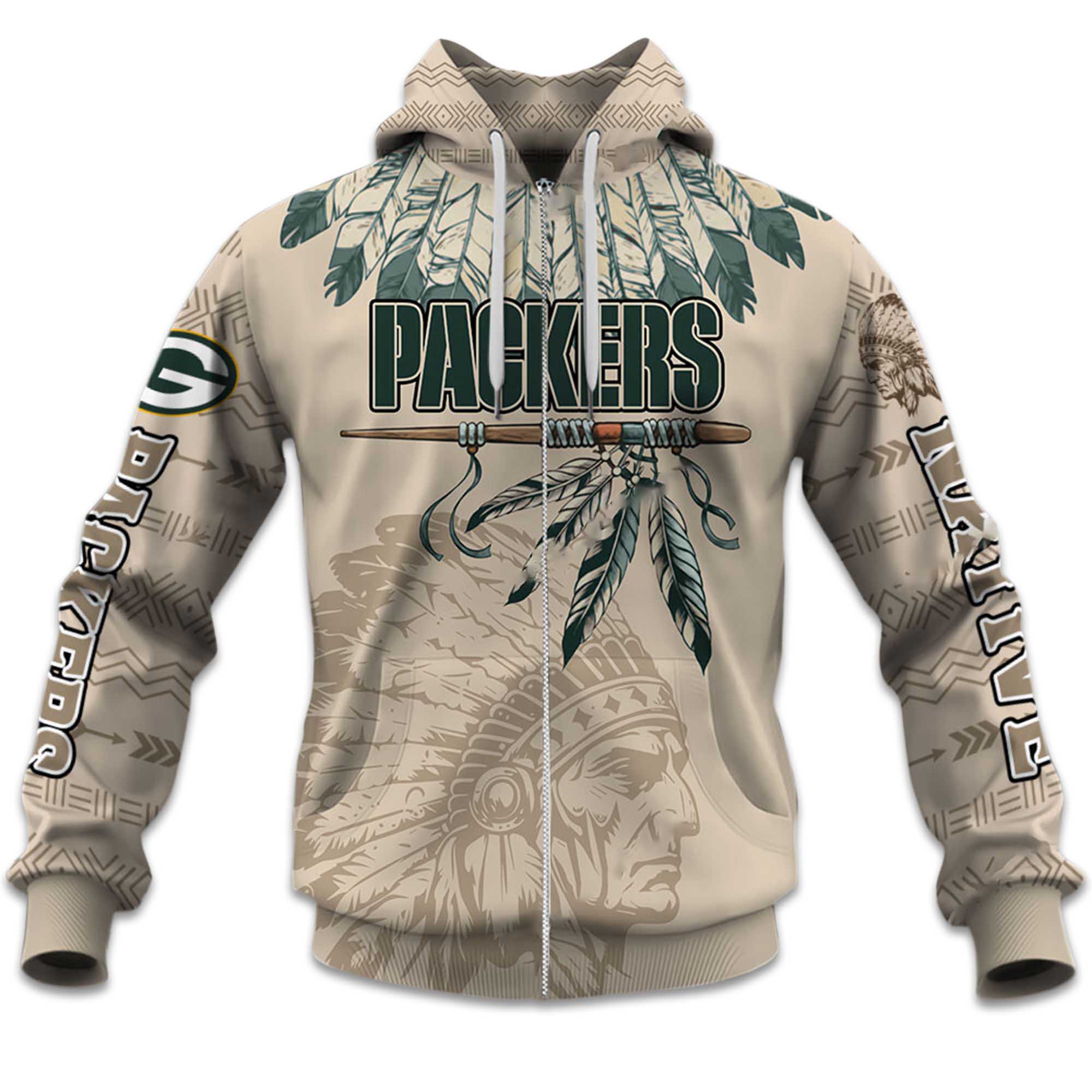 2025 Personalized Packers Football Native American Heritage Zipper Hoodie 2025 Personalized Packers Football Native American Heritage Zipper Hoodie