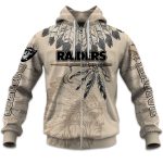 2025 Personalized Raiders Football Native American Heritage Zipper Hoodie