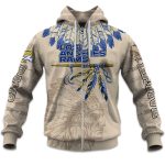2025 Personalized Rams Football Native American Heritage Zipper Hoodie