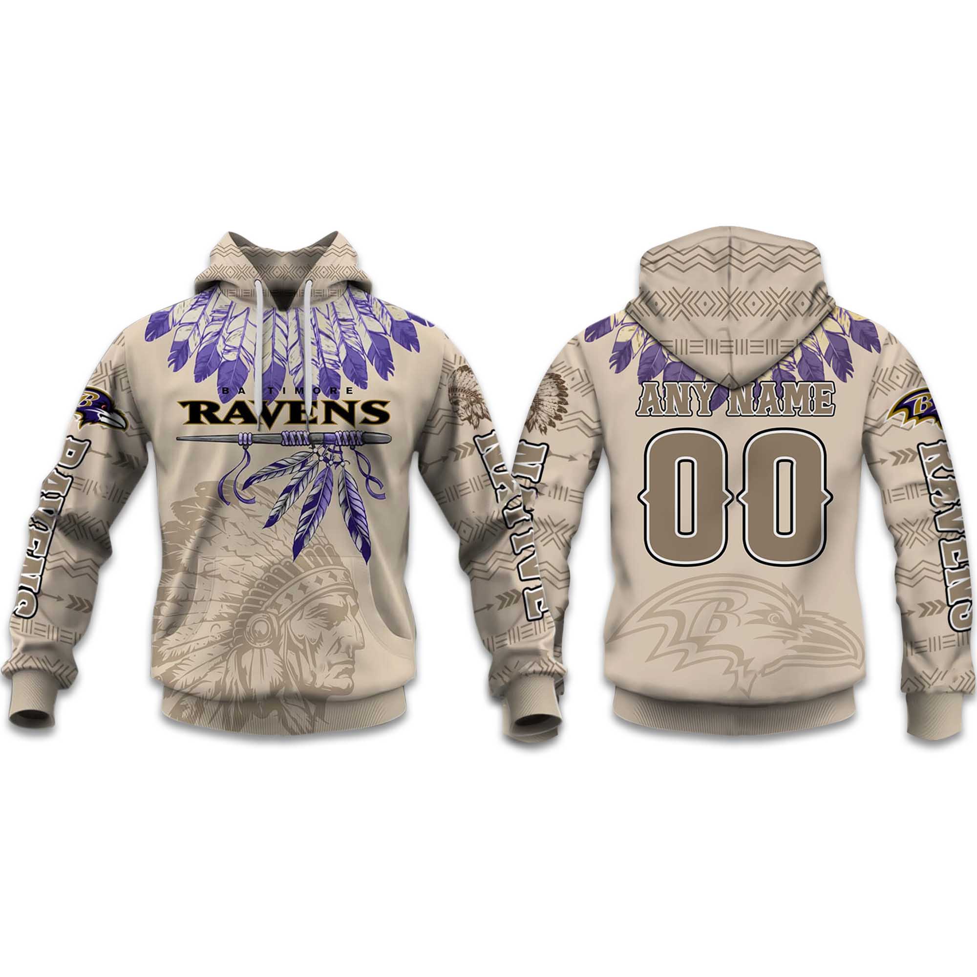 2025 Personalized Ravens Football Native American Heritage Hoodie 2025 Personalized Ravens Football Native American Heritage Hoodie