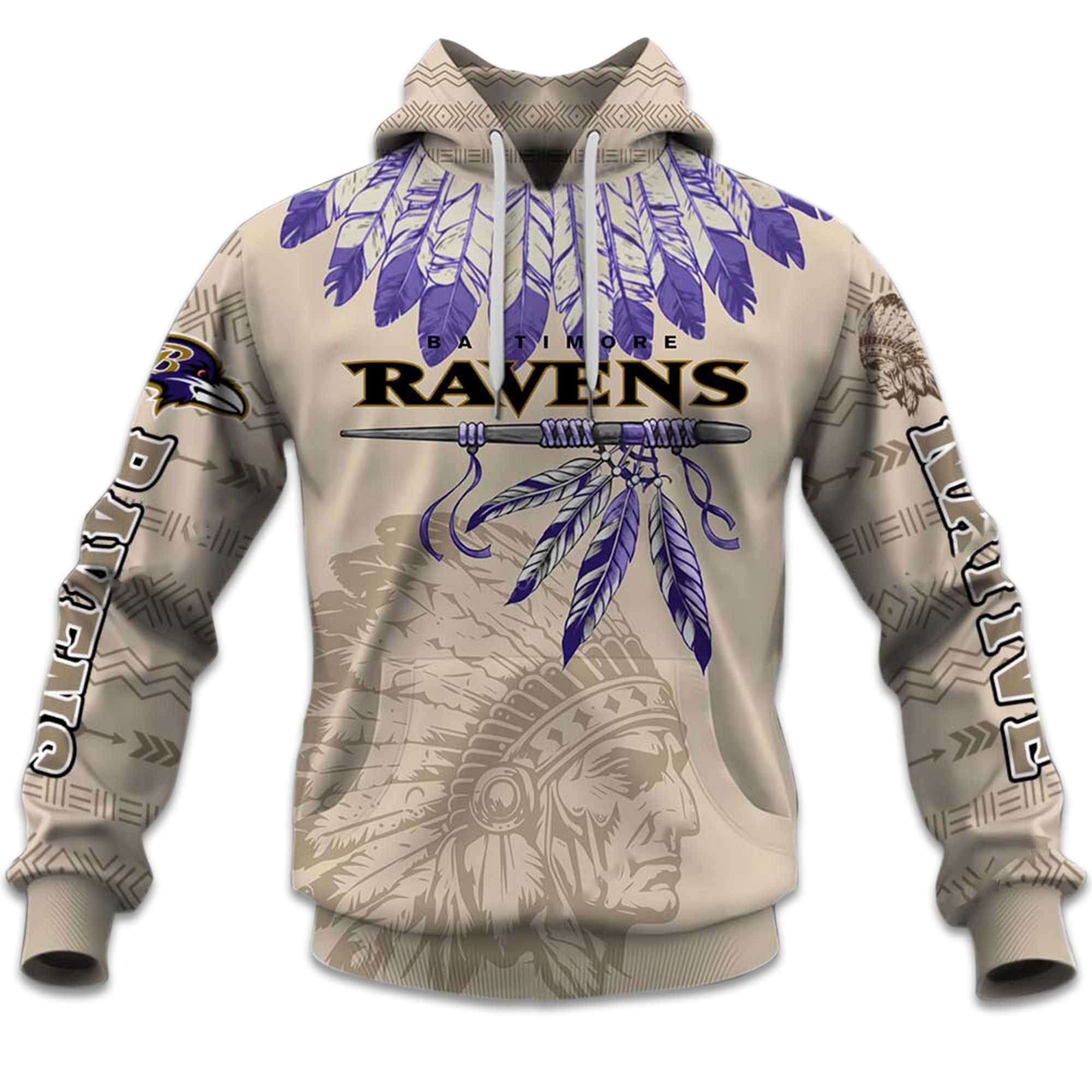2025 Personalized Ravens Football Native American Heritage Hoodie 2 2025 Personalized Ravens Football Native American Heritage Hoodie 2
