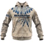 2025 Personalized Seahawks Football Native American Heritage Zipper Hoodie