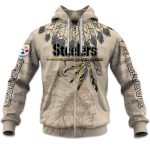 2025 Personalized Steelers Football Native American Heritage Zipper Hoodie