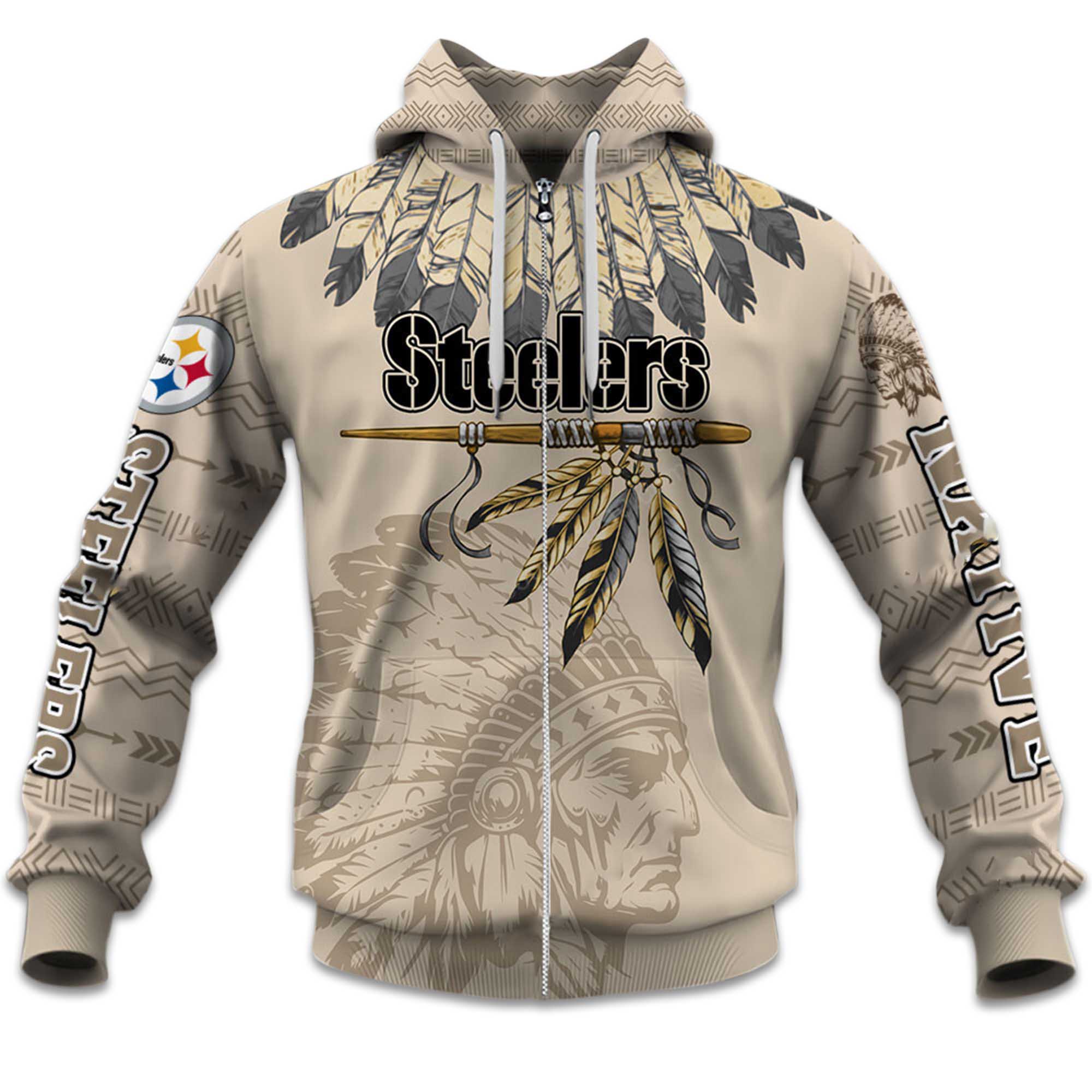 2025 Personalized Steelers Football Native American Heritage Zipper Hoodie 2025 Personalized Steelers Football Native American Heritage Zipper Hoodie