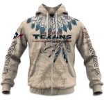 2025 Personalized Texans Football Native American Heritage Zipper Hoodie