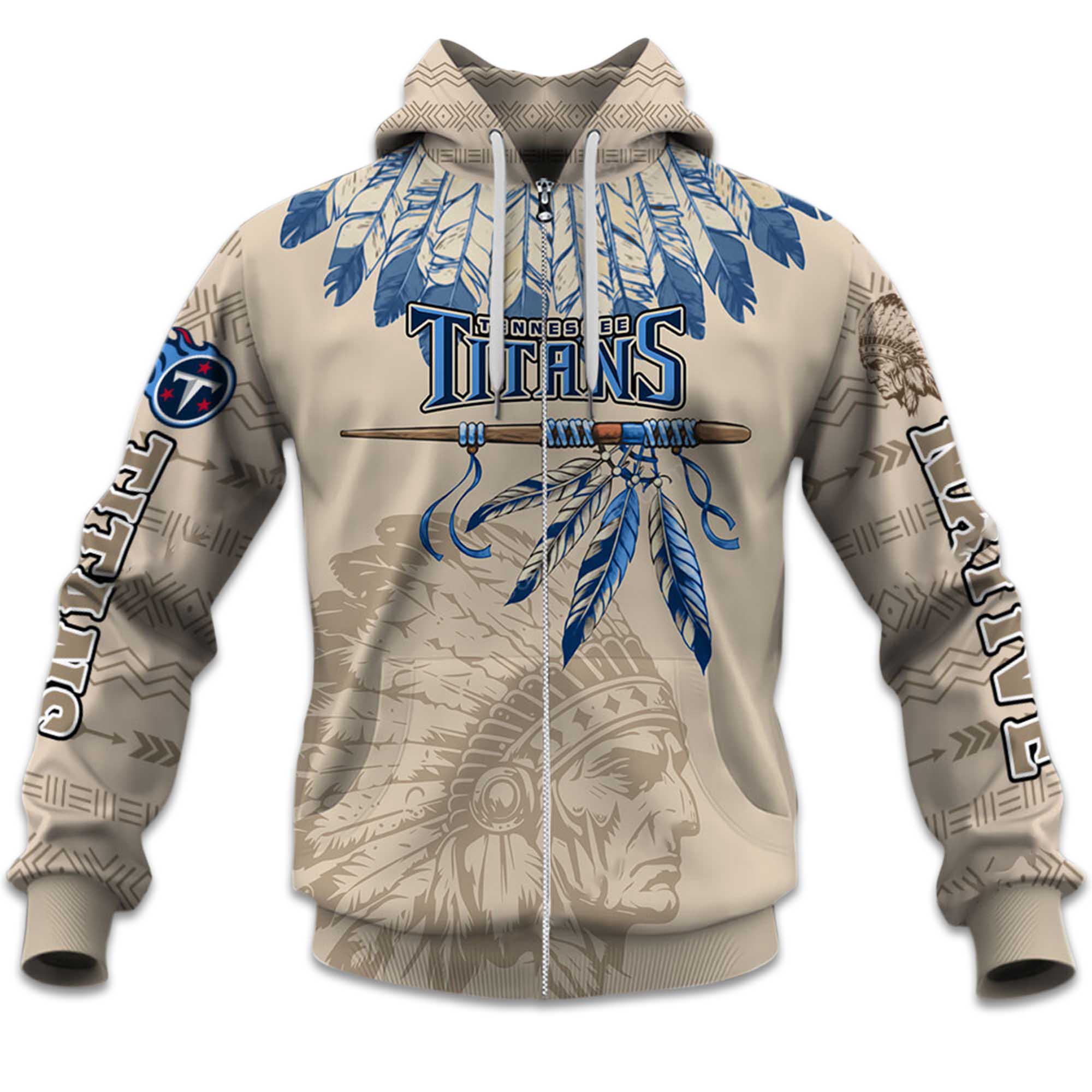 2025 Personalized Titans Football Native American Heritage Zipper Hoodie 2025 Personalized Titans Football Native American Heritage Zipper Hoodie