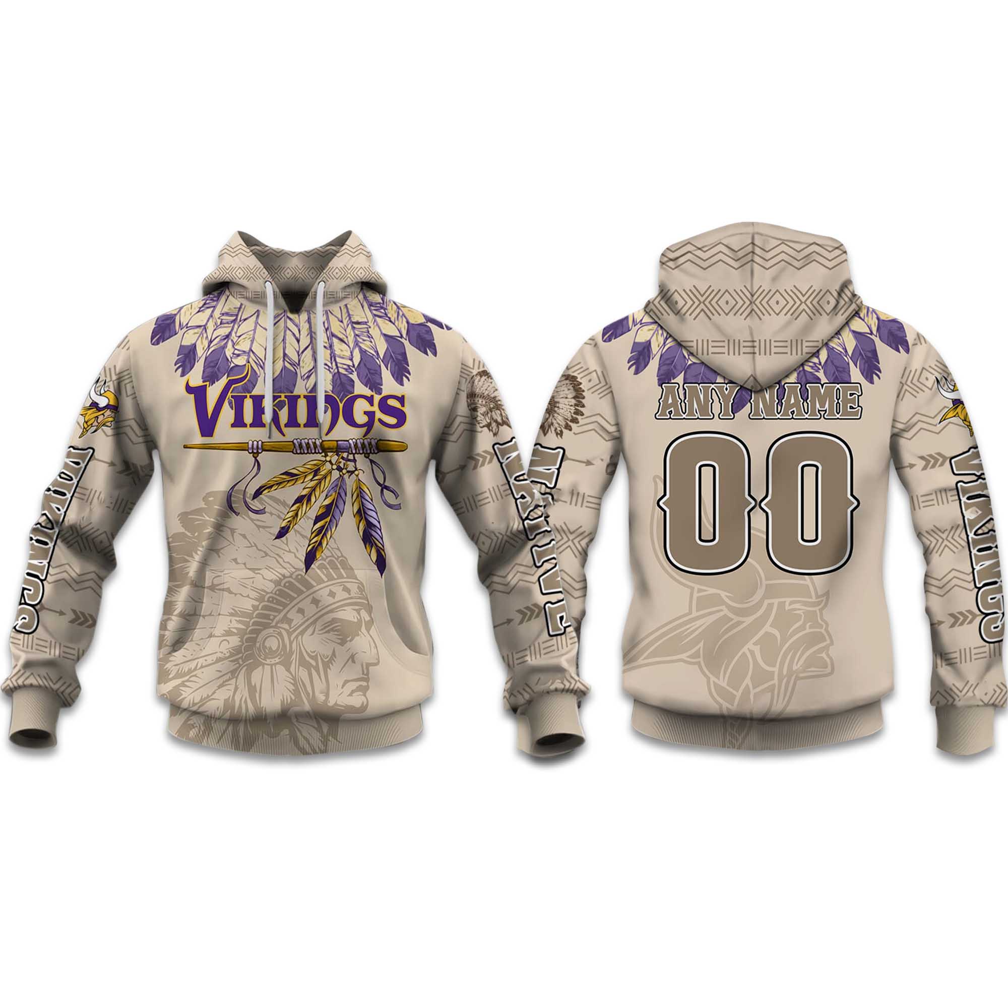 2025 Personalized Vikings Football Native American Heritage Hoodie 2025 Personalized Vikings Football Native American Heritage Hoodie