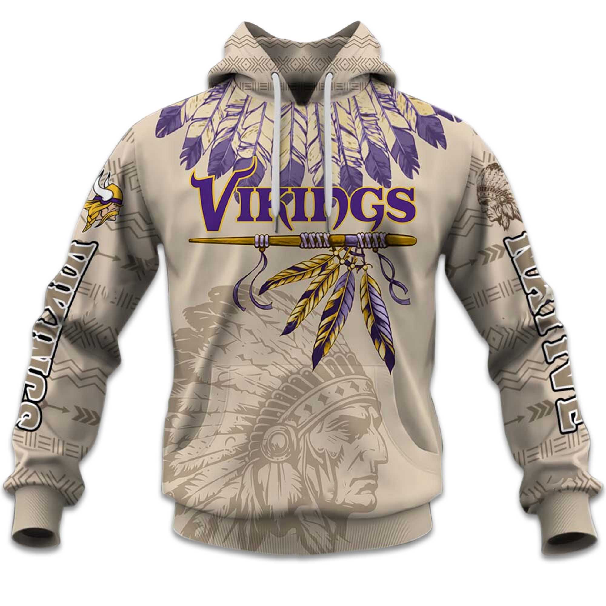 2025 Personalized Vikings Football Native American Heritage Hoodie 2 2025 Personalized Vikings Football Native American Heritage Hoodie 3